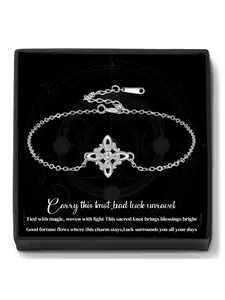 Wreath Witches Knot Charm Bracelet With Blessing Message Card, Good Luck Irish Celtic Knot Bracelet, Amulet Jewelry for Women Witchy Gifts