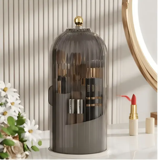 【Back to School】Dome Makeup Brush Holder with Dustproof Lid – Large Capacity Multi-Compartment Cosmetic Vanity Organizer Storage | Lipstick Eyeliner Pen Holder Bathroom Dresser Bedroom Display Case | Aesthetic Dorm Room Must Have Gift for Her