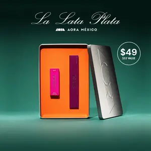 AORA México La Lata Plata Spicy Rojo Lip Duo Holiday Set - Lipgloss & Lip Liner - Glossy & Plumping - Limited Edition - $49 Value