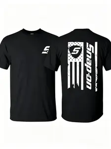 UC-DEUS American Flag Graphic T-Shirt - Men’s Black Short Sleeve Tee, Vintage Patriotic Print, Casual Streetwear Top, Crew Neck Cotton Shirt for Daily Wear