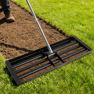 30 Inch Lawn Leveling Rake with 95 Inch Extra-Long Handle, Heavy Duty Yard Leveler for Large Lawns, No-Bending  Soil and Sand Leveling Rake with Roller