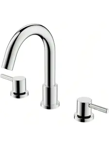 8 Inch 2 Handle Brushed Nickel Widespread Bathroom Faucets For Sink 3 Hole, Faucet For Bathroom Sink With Pop Up Drain And CUPC Lead-Free Faucet Supply Hose - Sliver/Black/Gray