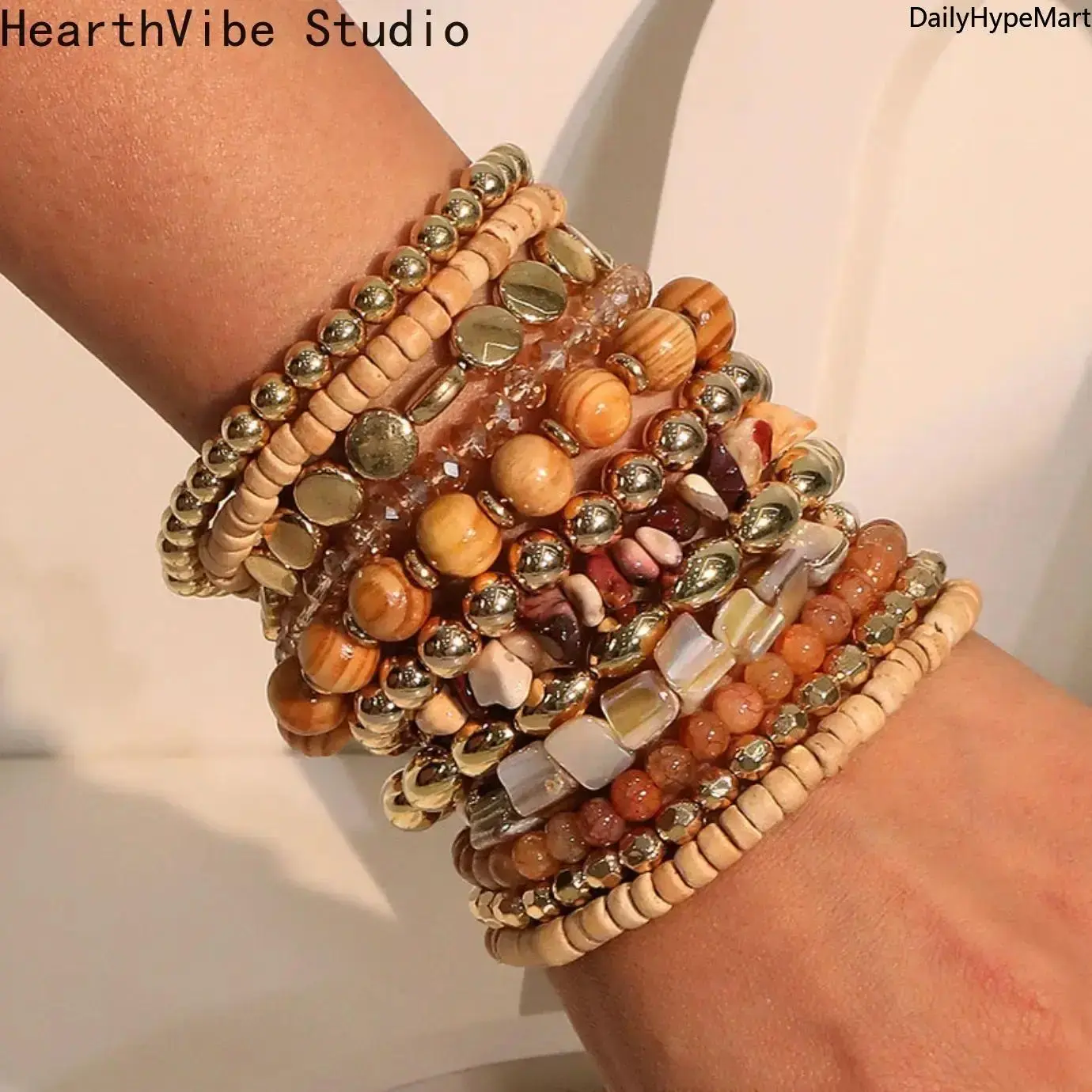 Exquisite Bracelet Set, Boho Handmade Bead Craft for Layered Elegance, Stackable Bangles for Unisex Everyday Wear, Beaded Look, Bangle, Elegant