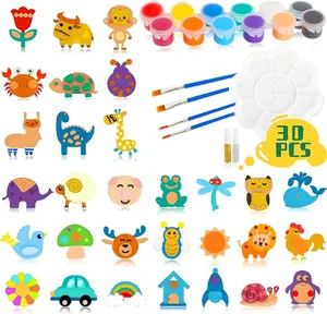 30 Wooden Magnet Painting Craft Kit, Paint Your Own Easter Art and Craft Supplies