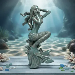[Mermaid Princess Statue] A Small Aquarium Decoration, a Mermaid Princess Statue, Suitable for Fish Tank Decor, Can Also Be Used As Wall Decoration Coastal Style Artwork