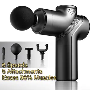 LEERCON Massage Gun for Muscle Recovery, Deep Tissue Percussion Massager with 6 Speeds, 4 Attachments for Neck Back Shoulder Pain Relief, Long Battery, Portable Mini, adjustable multifunctional body fascia gun, Handheld Electric Massager for Sore Muscles