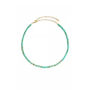 Ettika Still Surprise You Choker 18K Gold Plated Steel & Semi-Precious Stones 9.75 Inch Adjustable Elegant Necklace for Daily Wear