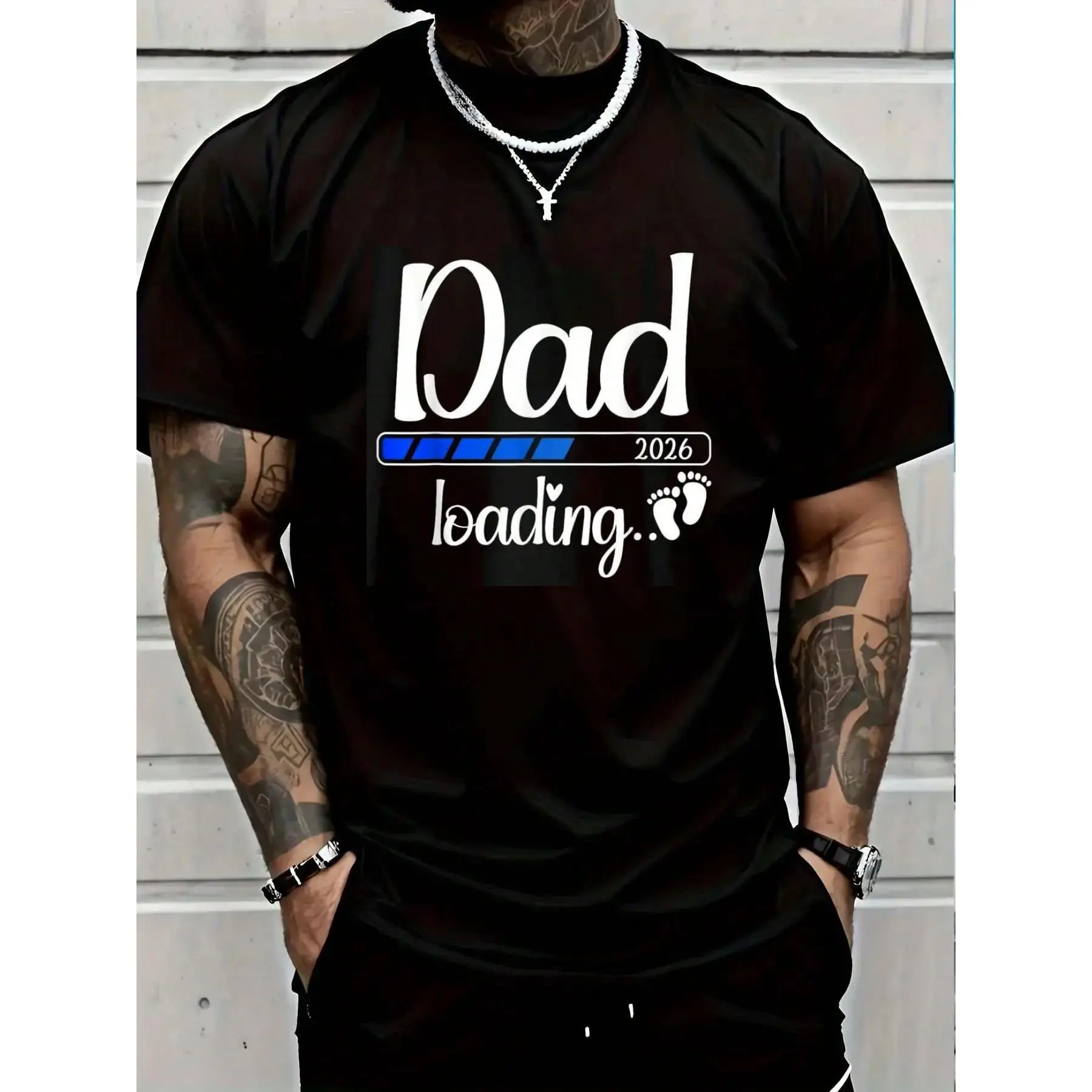 100% Cotton Dad 2026 Loading Soon To Be Dad 2026 T-Shirt Women's Men's Graphic Tee Crew Neck summer vacation Tops