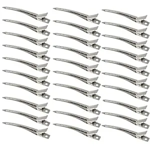30 Packs Hair Clips, Duck Bill Clips, Hair Coloring, Hair Clips & Barrettes, 3.5 Inches Rustproof Metal Alligator Curl Clips with Holes for Hair Styling, Silver