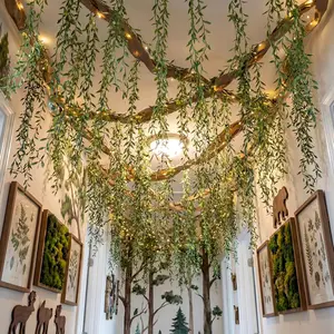 Yinder 41 Pcs Jungle Theme Decoration Set Artificial Hanging Frond Vines Rainforest Greenery Leaves Vines Decor for Classroom Tropical Forest Safari Party Indoor Outdoor Room Wall DIY Decoration