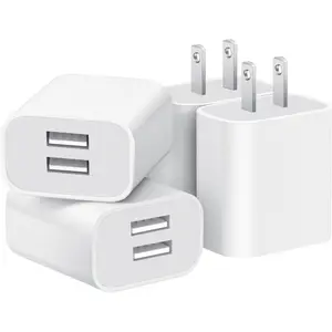USB Wall Charger,4 Pack Dual Port Plug Adapter for Wall Outlet Charging Block, USB Power Adapter for iPhone 14/13/12/11 Pro/Pro Max, XS/XR/X,Galaxy, Pixel, Moto and Android Phones (White)