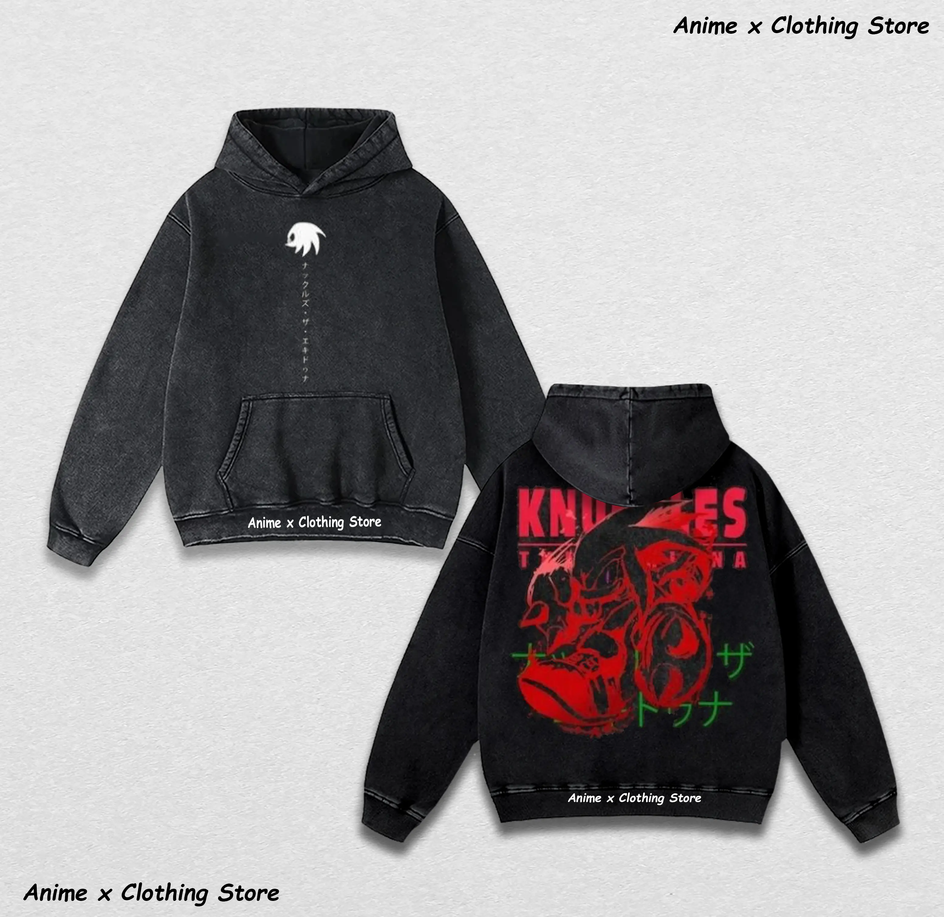 [Anime Figma Store]Knuckles the Echidna & SN Shadow the Hedgehog Graphic Hoodie + Soft Unisex Hoodie+ Oversized Fit + Vintage Washed Hoodie , Gamer Vibe + Gift for Anime Lovers!