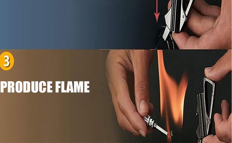 Car Keychain, Car Key Ring, Permanent Lighter Infinite Lighter Multifunctional Key Chain Bottle Opener, Reusable Waterproof Lighter Easy to Ignite Anywhere, Eternal Flint Outdoor Survival Tinder, Men's Multifunctional Model, Interior Accessories