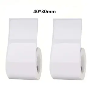Square white thermal label sticker, 40 * 30mm/230sheets/1 roll, multi-purpose self-adhesive easy to tear straight thermal label, used for DIY design, name tags, address labeling, color coding, food labels, office supplies, logistics transportation