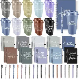 60 count Employee Appreciation  Set, 16oz Tumbler with Lid Notebook Pen Bulk Thank You  Holiday Party Favor for Office Coworker Teacher Staff Team (Dark Color,Classic Style)
