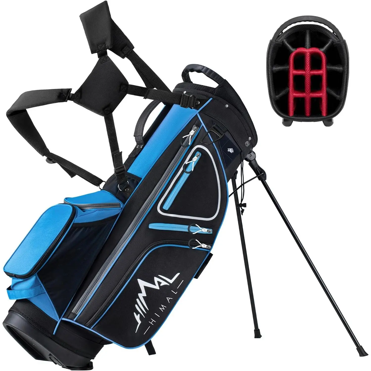 GoHimal Padded 14-Way Top Divider Golf Stand Bag for Men - Ergonomic Design with 10 Pockets, Padded Golf Bag Stand Bags