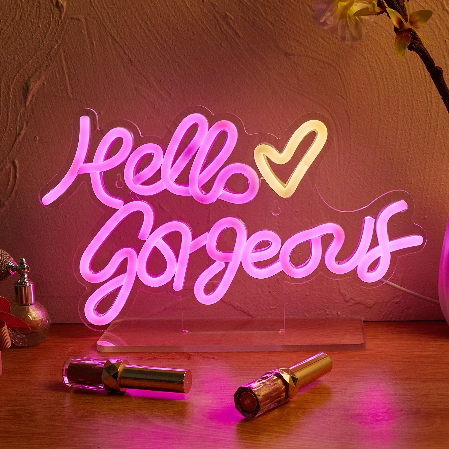 Hello Gogeous Letter Letter Design Neon Sign, USB Powered Creative LED Neon Light, Atmosphere Neon Sign For Home & Party Decoration