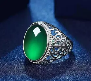 Men's Two Tone Red Geometric Domineering Ring Cross maker Green Ring Elegant Glittering Ring Teardrop Bridal Rings