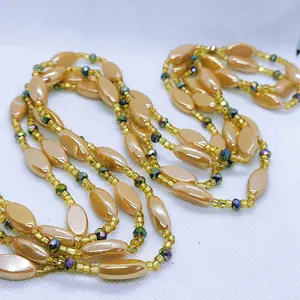 Caramel Vibe Waistbeads , 50 inches women Adormnent body jewelry, Tie on waistbeads Female Daily gold waistbeads