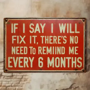 1pc Vintage "If I Say I'll Fix It" Metal Sign - Rustic Iron Wall Decor for Man Cave, Home Bar, Office, Garage - No Electricity Needed, Easy to Hang, Perfect for Room Decoration, Garage Wall Decor |   Humorous Signage |   Durable Iron Sign,