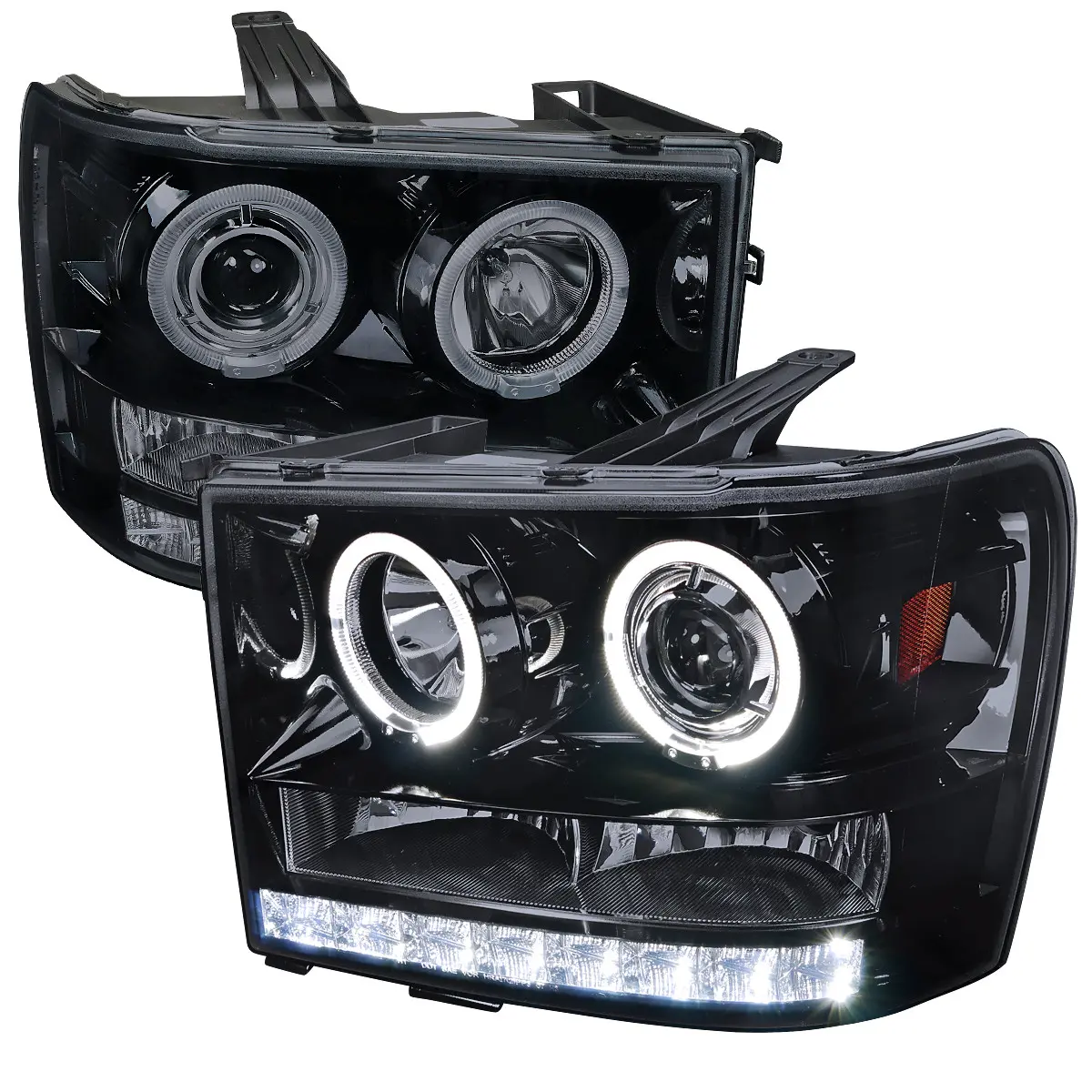2007-2014 GMC Sierra SMD Dual Halo Projector Headlights (Glossy Black Housing/Smoked Lens) 2007-2014 GMC Sierra SMD Dual Halo Projector Headlights (Glossy Black Housing/Smoked Lens)
