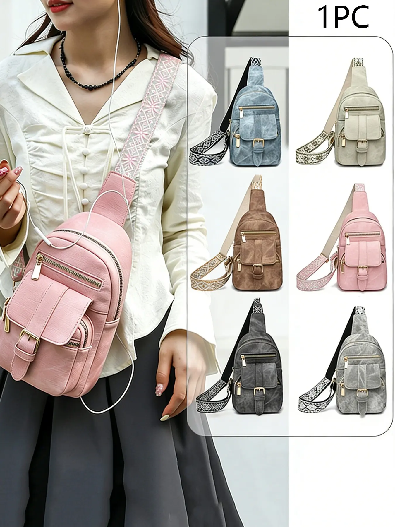 Women's crossbody bag, small crossbody waist bag, chest bag, casual bum bag, Crossbody Zipper Belt Bag, PU Fanny Pack, Travel Essentials, suitable for travel, daily use and adventure, durable structure, design, ideal gift