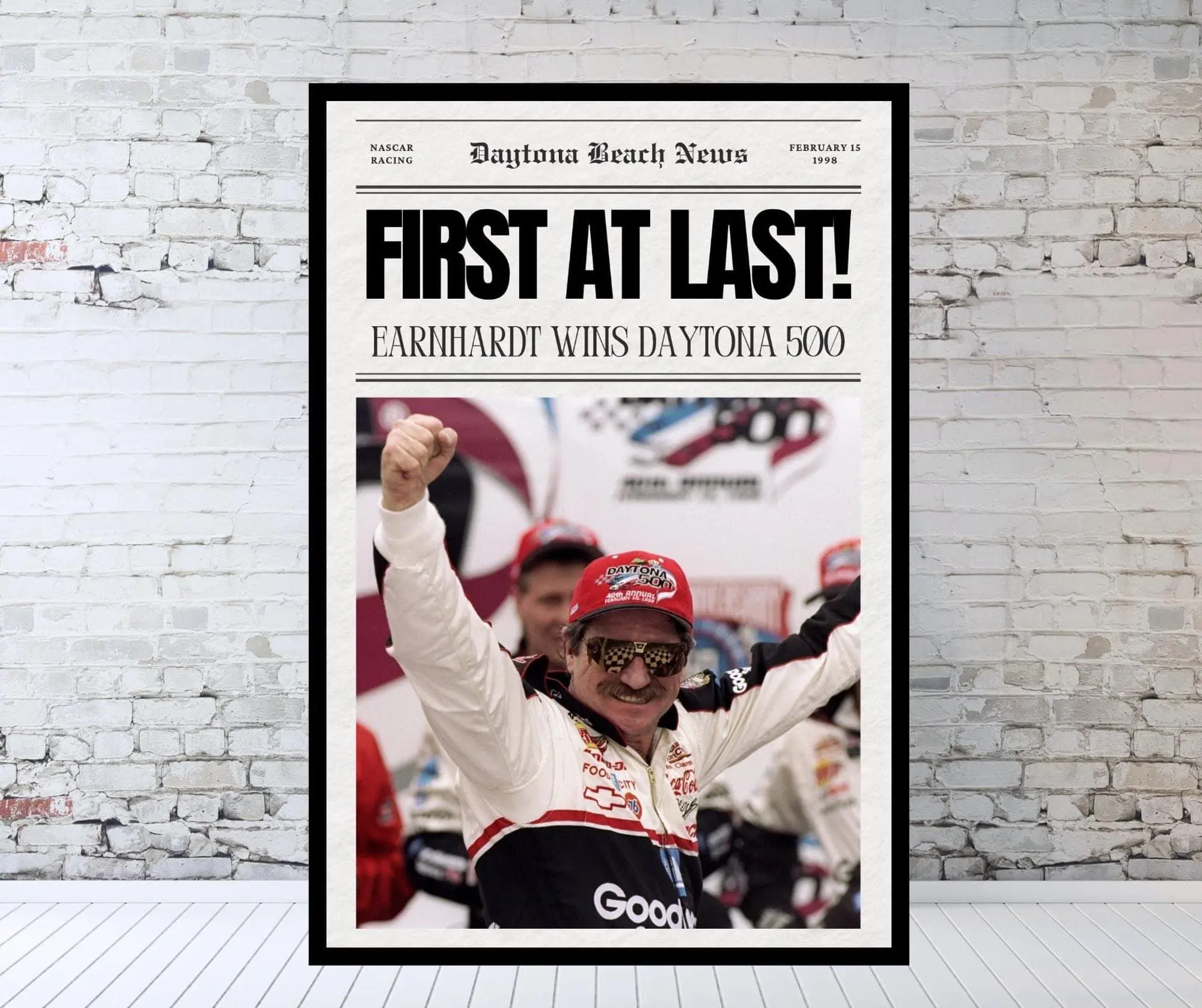 Dale Earnhardt Daytona 500 Newspaper Print Nascar Wall Art Poster( Unframed - Print Only )
