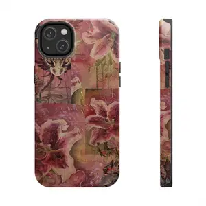 Vintage Roses and Lily Botanical Phone Case for iPhone 17 Pro Max 17 Air 17Pro 16 15 14 13 12 11 Pro Max, Vintage Elegant Dark Floral Case, Dark Academia Floral Roses Pomegranates Vintage Aesthetic Phone  Cover, Girly Floral Tough Case, Waterproof