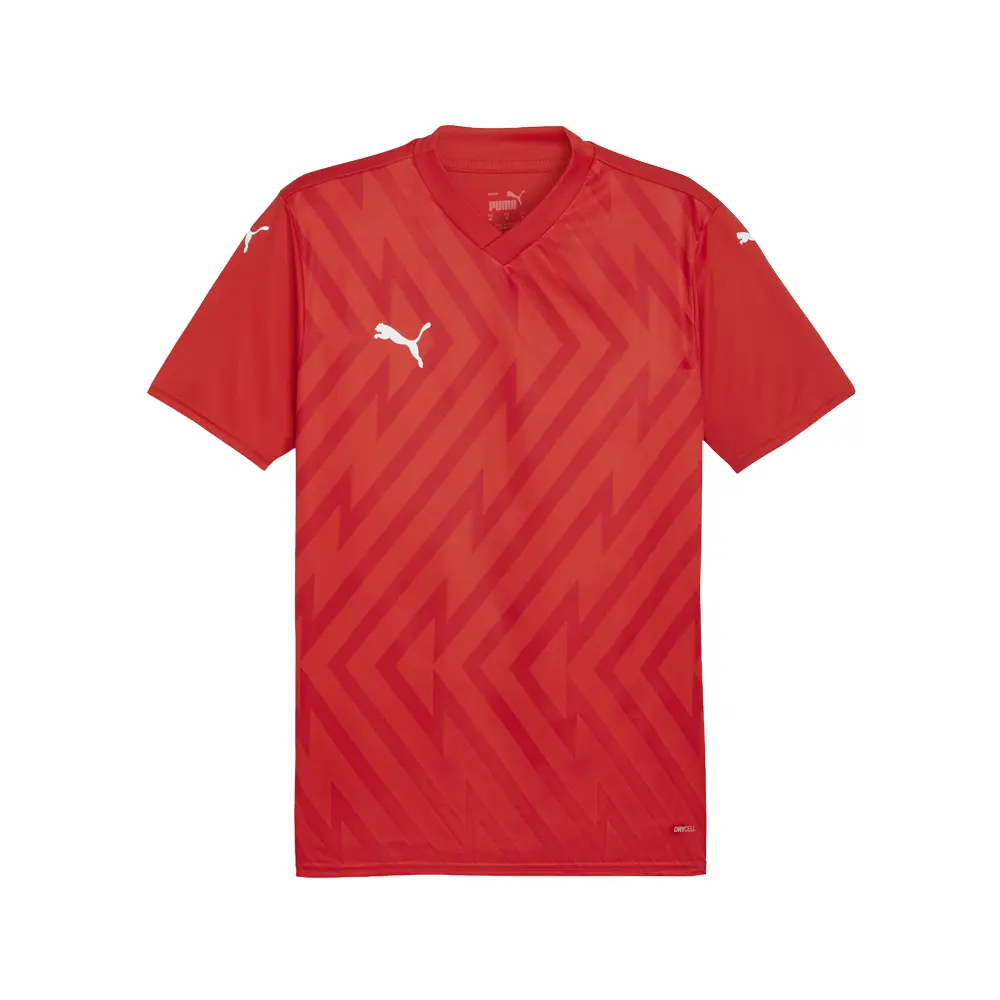 PUMA Mens Teamglory V-Neck Short Sleeve Jersey Casual - Red