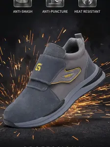 Guyisa Safety Shoes, Anti-Scald Fireproof Welding Boots, Steel Toe Cap, Kevlar Sole, Unisex Work Shoes, All Seasons, Canvas Material, Footwear