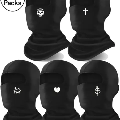 5 pcs Ski Balaclava Headwear Masks for Men and Women, Lightweight Sun-Protection Face Covers for Motorcycle, Snowboard and Motocross, Balaclava Hood