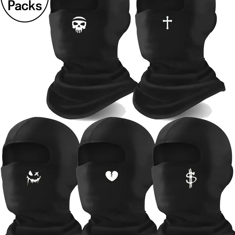 5 pcs Ski Balaclava Headwear Masks for Men and Women, Lightweight Sun-Protection Face Covers for Motorcycle, Snowboard and Motocross, Balaclava Hood