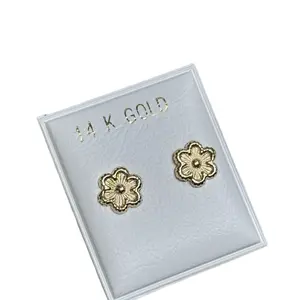 14K Gold Flower Earrings - Elegant Floral Design for Women's Fashion Jewelry