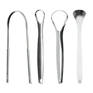 Tongue Scraper for Adults (4 Pack), Reduce Bad Breath (Travel Cases Included), Stainless Steel Tongue Cleaners, 100% Metal Tongue Scraper with Case Fresh Breath Tongue Cleaner Oral
