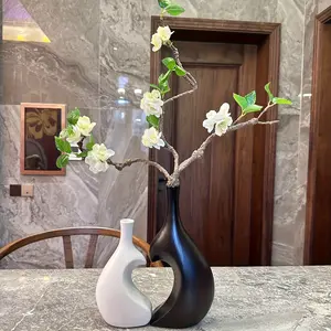 Nordic Minimalist Vase Set (2pcs) - Black & White Cylindrical Design Decorative Vase for Home & Office Desk, a Modern Floral Accent Perfect for Weddings, Christmas & Prom Decor Mother's Day Gift