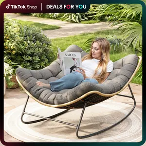 UDPATIO Rocking Outdoor Chair Tanning Chair with Oversized Cushion for Garden Luxury Lounge Relax Leisure Relaxation grand patiorockingchair patio rocker