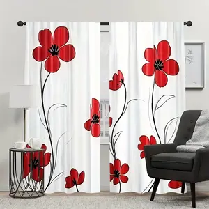 2-piece set of Bohemian style floral rattan curtains, made of semi transparent polyester material for party home decoration, suitable for bedrooms, living rooms, dining rooms, kitchens, study rooms, and offices.