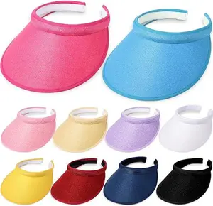 10 Pieces Sport Clip on Visor Adjustable Visor Hat One Size with Visor Covered Brim Head Sun Visor for Men Women Tennis Baseball Golf, 10 Colors