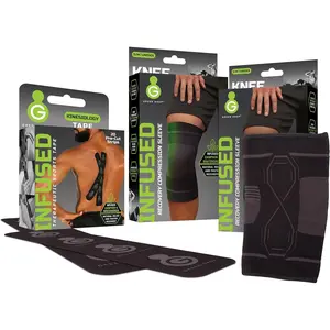 Green Drop Knee Compression Sleeve (2-pack) and Kinesiology Tape Precut Bundle