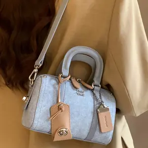 Denim fabric pillow bag women 2026 new versatile handbag fashion premium shoulder messenger bag old denim blue