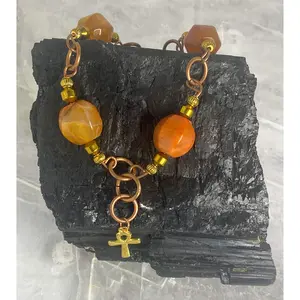 Carnelian & Copper Clasp Bracelet