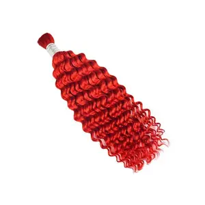 Deep Wave Bulk Human Hair #Red Braiding Hair for Stylish Braids and Extensions
