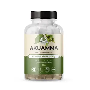 Amazing Botanicals Akuamma Extract Tablets - 200mg Edible Herbal Healthcare Dietary Supplement, 100X High Potency, 20,000mg Herb Equivalent, Stress Relief & Calm Support for Adults, Tablet