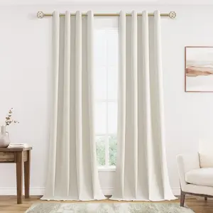 Jowels Non-Customised 100% Linen Blackout Curtains 2-Panel Set - Heavy, Thermal Insulated Grommet Drapes with Attachment Device, Adjustable Length, Machine Washable, Energy Efficient, Modern for Living Room, Bedroom (Blinds Alternative)