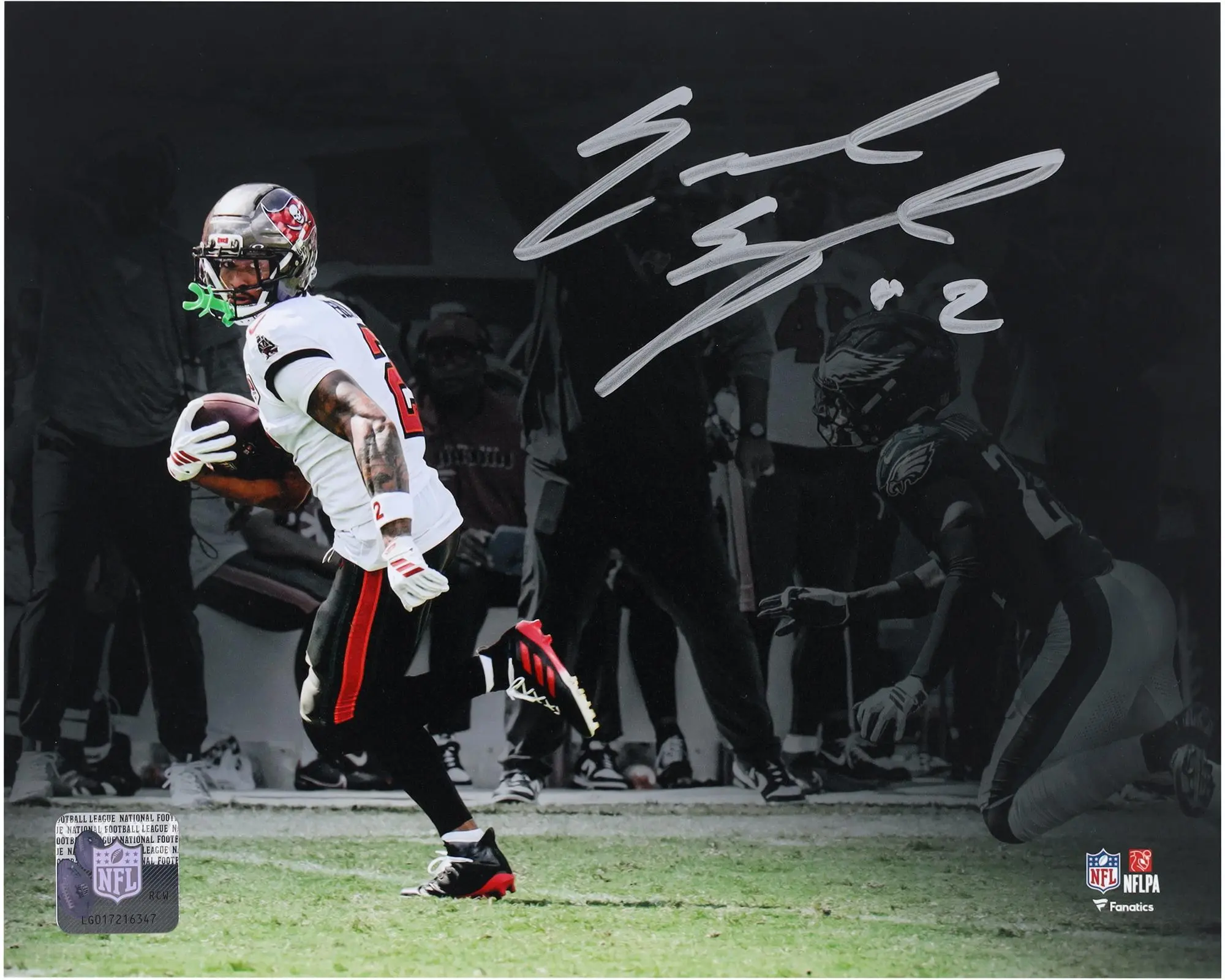 Emeka Egbuka Tampa Bay Buccaneers Autographed "8 x 10" White Jersey Running Touchdown Photograph - Fanatics Authentic Certified