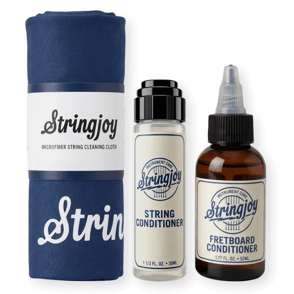 Stringjoy Refresh String & Fretboard Care Kit, Instrument Care Set with Microfiber Cloth, Cleans and Nourishes Fretboards, 1 to 1.9 fl oz (39ml) Household Cleaner