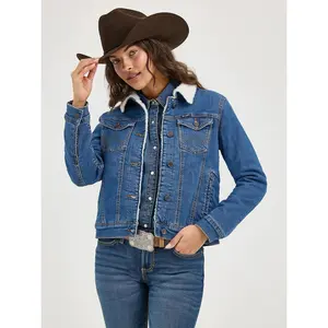 Wrangler Womens Wrangler Retro® Sherpa Lined Western Denim Jacket - Denim