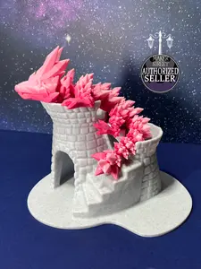 3D Printed Baby Crystal Dragon in Pink Ombre Filament