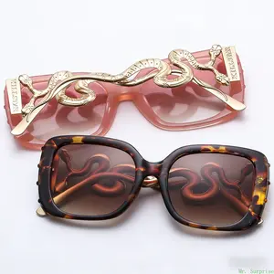 Vintage Dark Y2K Sunglasses with Double Snake Decor, UV Protection Anti Glare Shade Glasses, Gothic Retro Full Coverage Sun Eyewear for Women Men