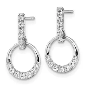 14K White Gold Lab Grown Diamond Dangle Earrings
